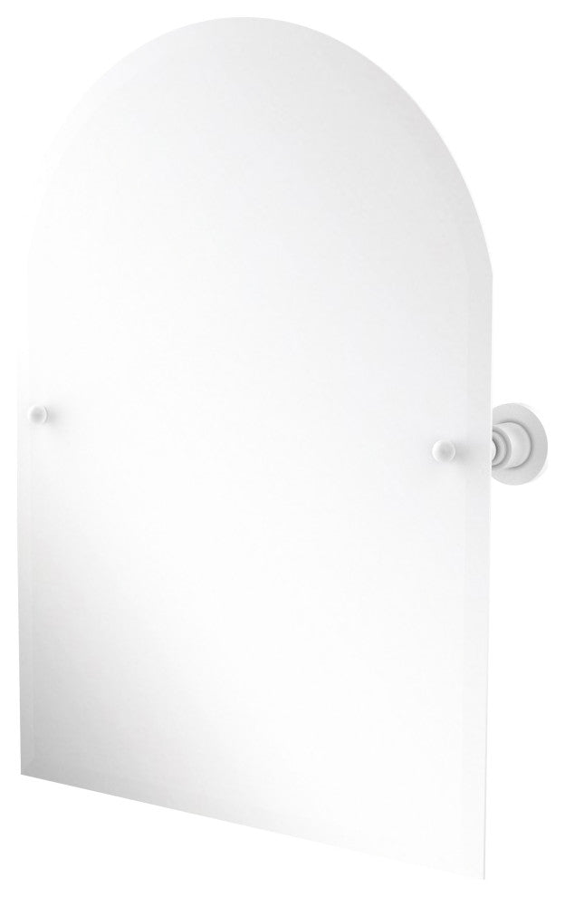 Frameless Arched Top Tilt Mirror with Beveled Edge, Matte White