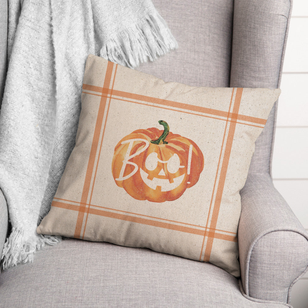 Boo Jack-o'-lantern 18x18 Indoor/Outdoor Pillow