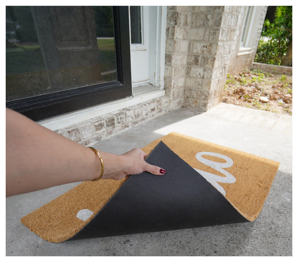Calloway Mills Script Hello Doormats, Off White/ Natural, 24" X 36" X 0.60"