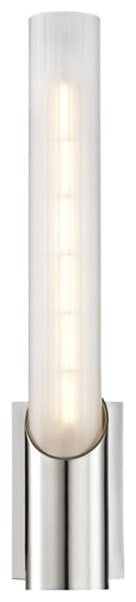 Pylon 1 Light LED Wall Sconce, Polished Nickel Finish, Clear, Etched Glass