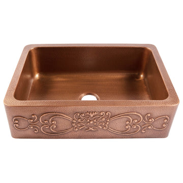 Ganku Copper 33" Single Bowl Farmhouse Apron Front Undermount Kitchen Sink