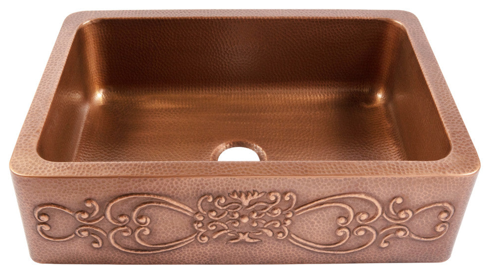 Ganku Copper 33" Single Bowl Farmhouse Apron Front Undermount Kitchen Sink