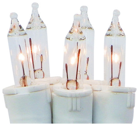 Clear Perm-O-Snap Mini Christmas Lights, White Wire, Set of 50