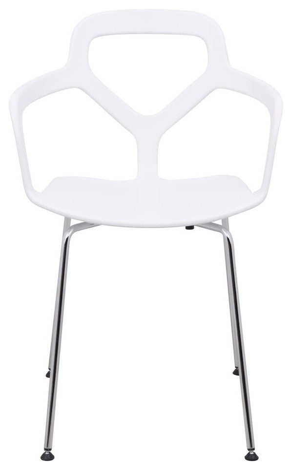 LeisureMod Modern Carney Armchair With Chrome Leg, Single Chair, White