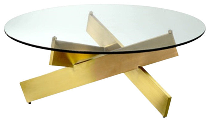 Bella Round Coffee Table, Polished Gold Steel