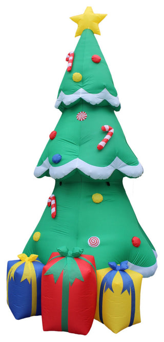 12' Tall Huge Christmas Tree With Star & Gift Boxes Lighted Party Decoration