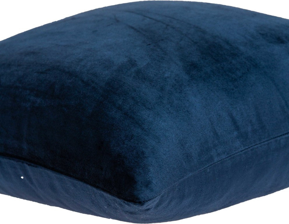 22" X 7" X 22" Transitional Navy Blue Solid Pillow Cover With Poly Insert