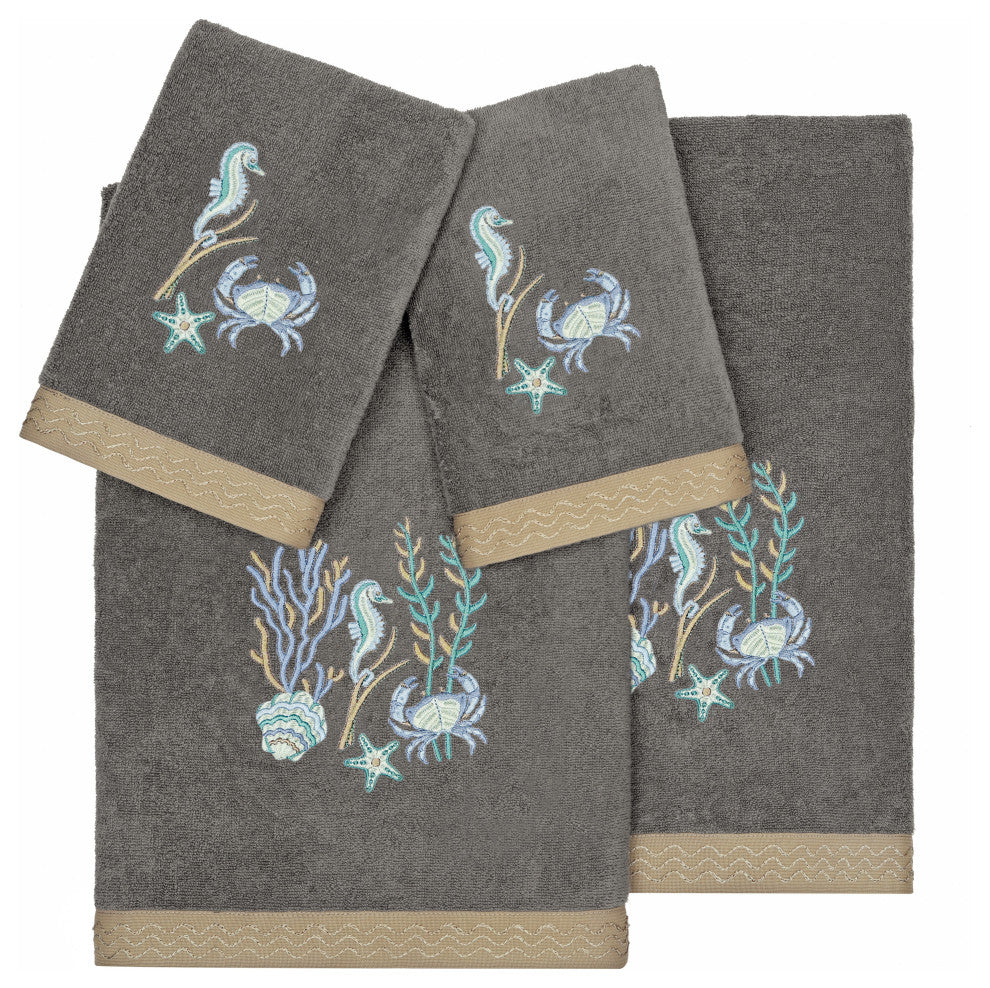 Linum Home Textiles 100% Turkish Cotton AARON 4PC Embellished Towel Set