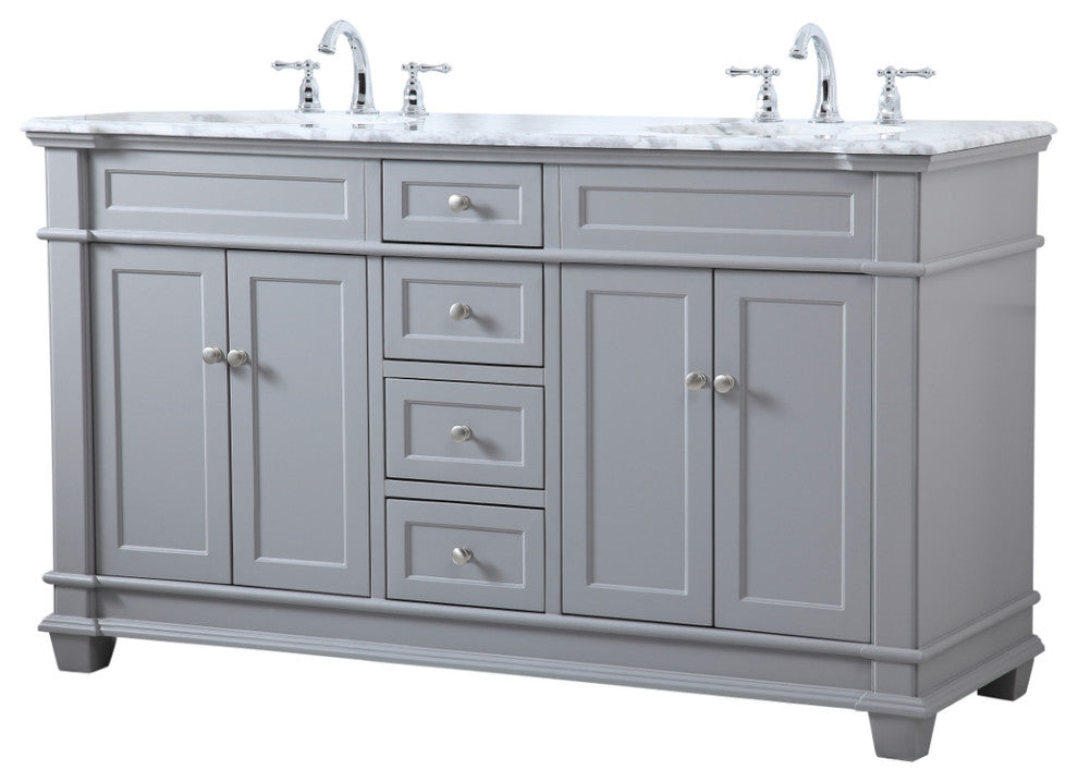 Home Living 60" Double Bathroom Vanity Set, Gray