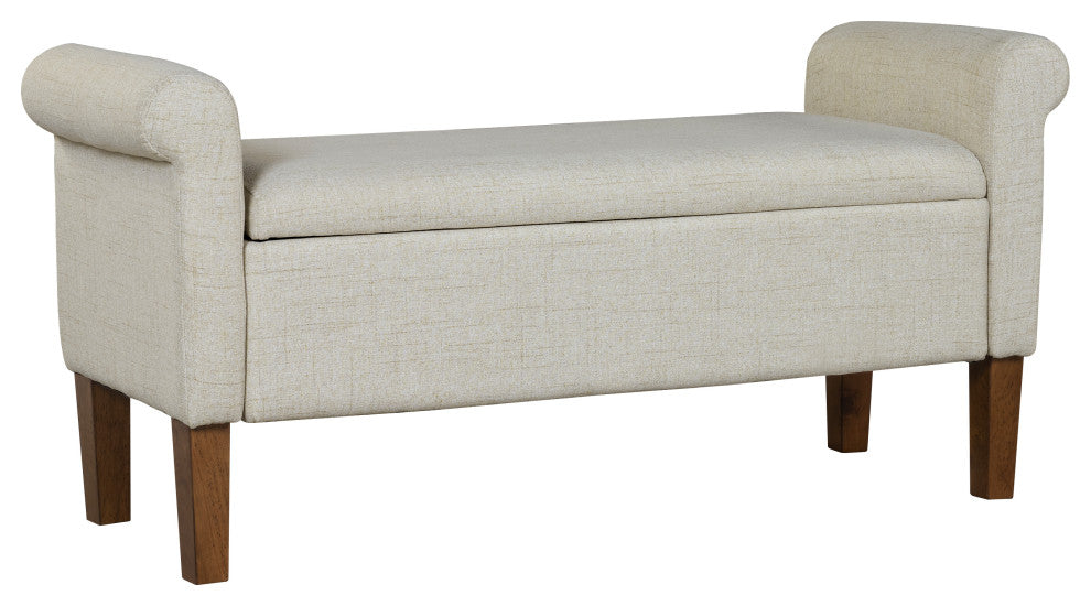 510 Design Aubrey Upholstered Storage Bench, Natural, Bench