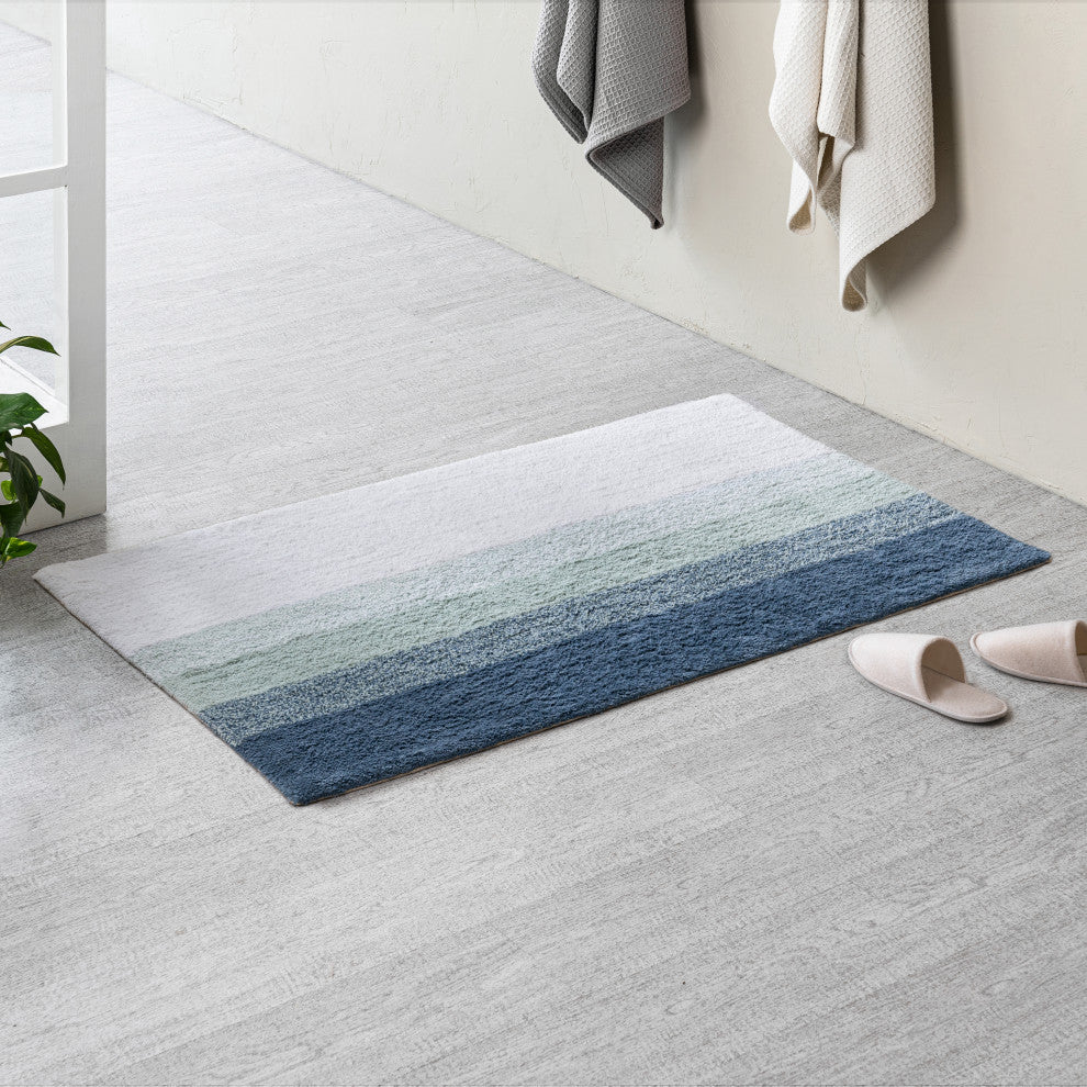 Avebury Cotton Bath Mat, Blue, 30x50