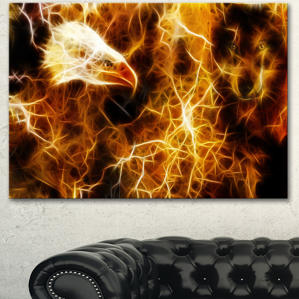 Wolf and Eagle Collage, Abstract Canvas Art Print, 40"x30"