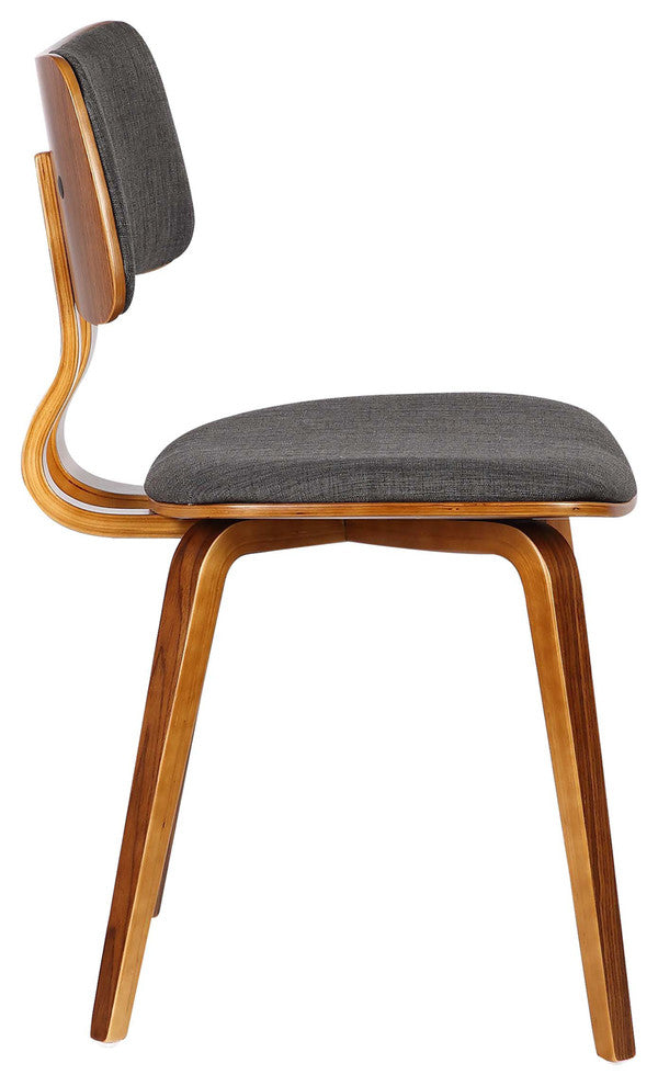 Mick Dining Chair, Walnut Wood and Charcoal Fabric