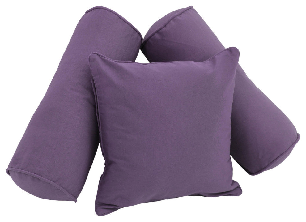 Double-Corded Solid Twill Throw Pillows With Inserts, Set of 3, Grape