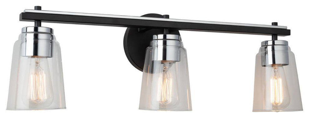 Essex - Bathroom Vanity - Black/Chrome - 3-Light