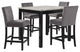 Benzara BM272112 Kate 42" 5 Piece Counter Table Set With Velvet Seating, Gray