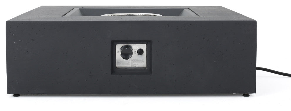 Hearth Outdoor 50,000 BTU Lightweight Concrete Square Fire Pit, No Tank Holder, Dark Gray