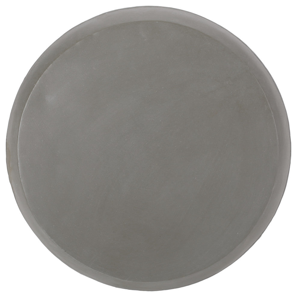 Aquilla Outdoor Lightweight Concrete Side Table, Concrete Finish and White