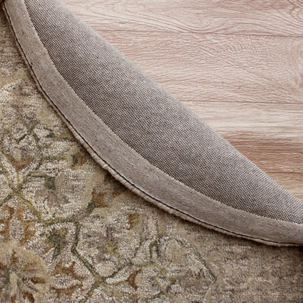 6" Round Beige Distressed Medallion Area Rug