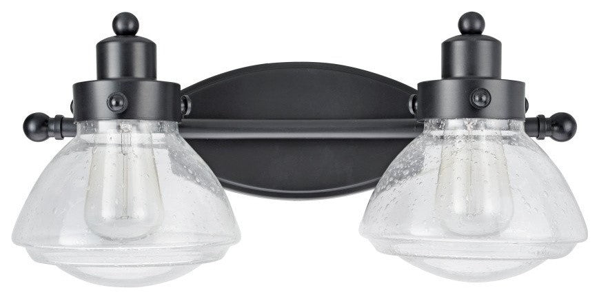 62061, 2-Light Metal Bathroom Vanity Wall Light Fixture, Black