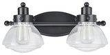 62061, 2-Light Metal Bathroom Vanity Wall Light Fixture, Black