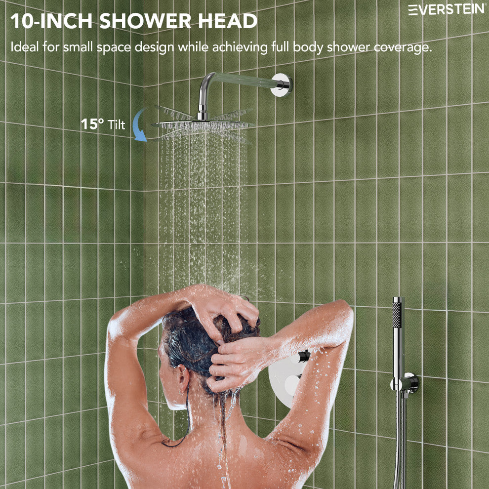 10" Wall Shower System with Tub Shower Faucet Set, Chrome