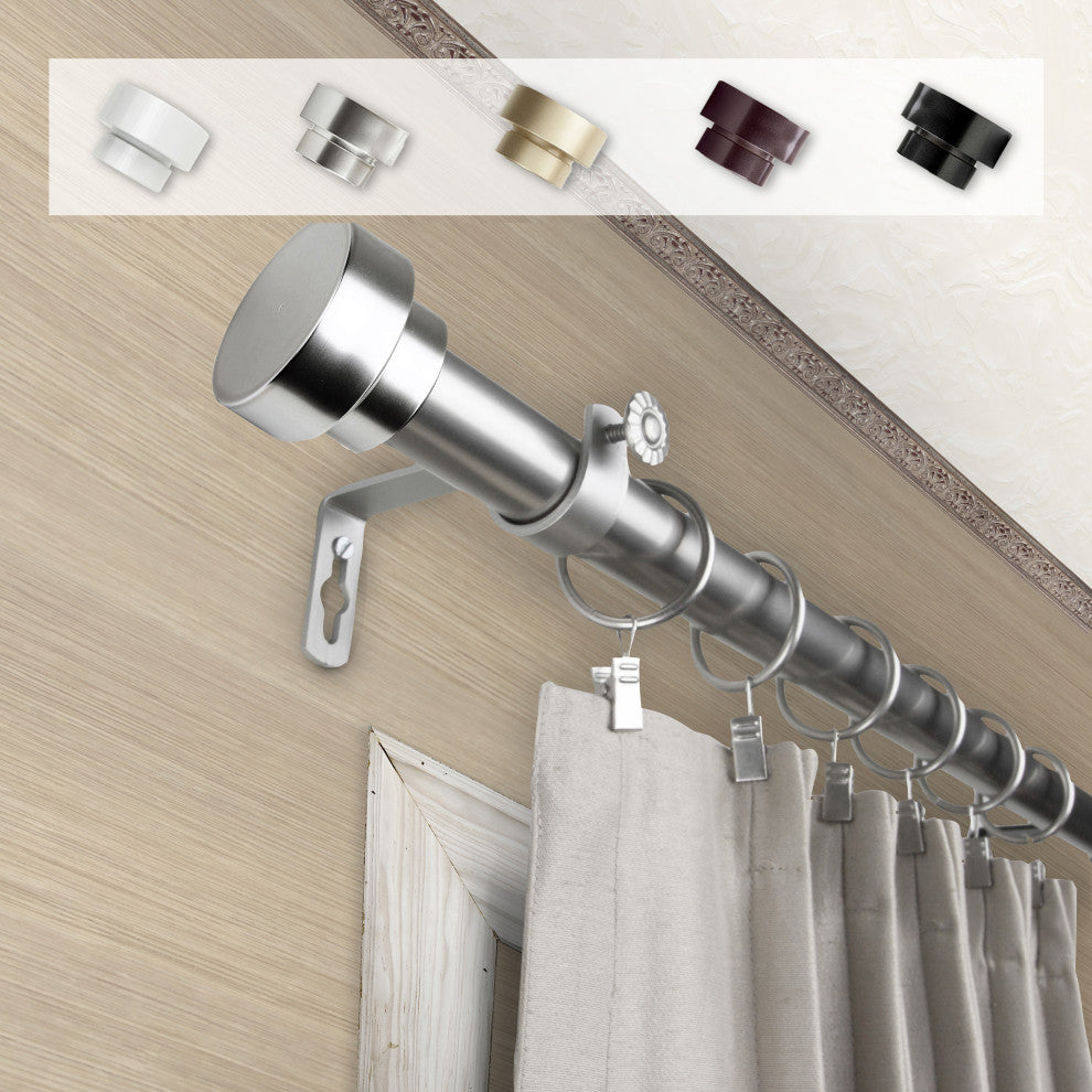 Bonnet 1" Curtain Rod, Satin Nickel, 48-84"
