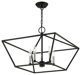 Devone 5 Light Black With Brushed Nickel Accents Chandelier
