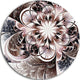 Glittering Light Blue Fractal Flower, Floral Round Metal Wall Art, 36"