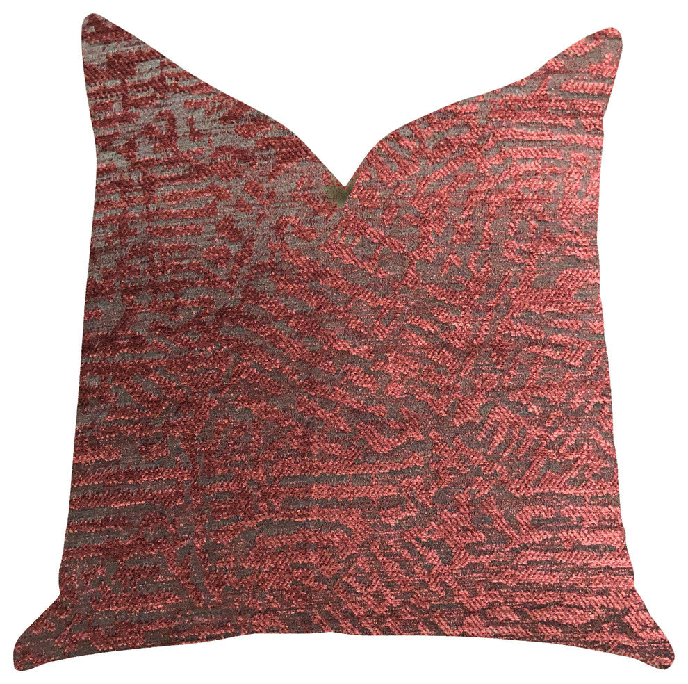Crushed Wine Luxury Throw Pillow in Dark Red, 20"x30" Queen