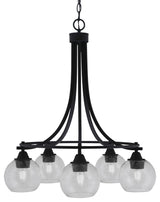 Paramount 5-Light Chandelier, Matte Black, 5.75" Clear Bubble Glass
