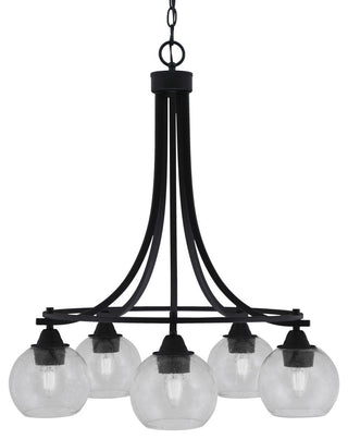 Paramount 5-Light Chandelier, Matte Black, 5.75" Clear Bubble Glass