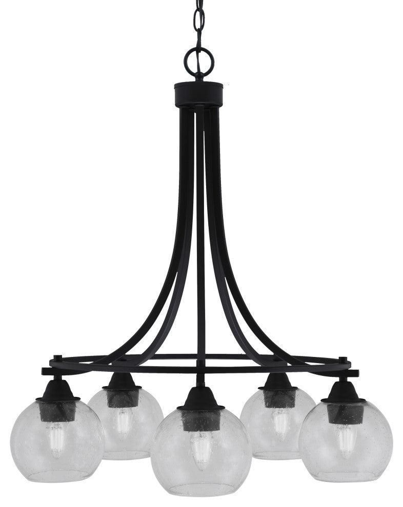 Paramount 5-Light Chandelier, Matte Black, 5.75" Clear Bubble Glass