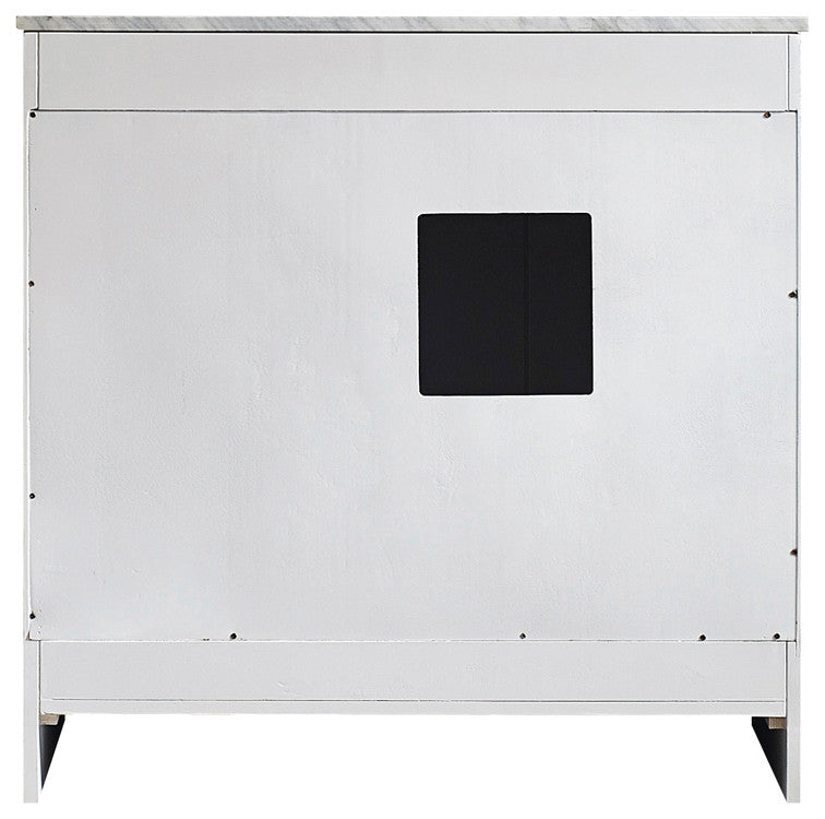 Naples 36" Vanity in White with Carrara White Marble Countertop With Mirror