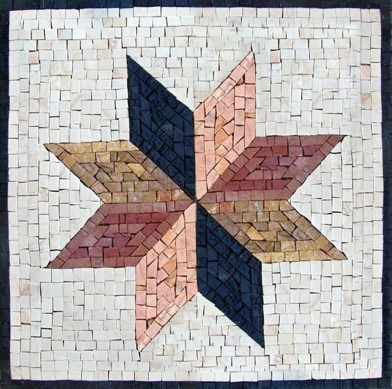 Hand-Cut Modern Mosaic Square, Sana, 16"x16"