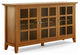 Acadian Solid Wood Wide Storage Cabinet, Light Golden Brown