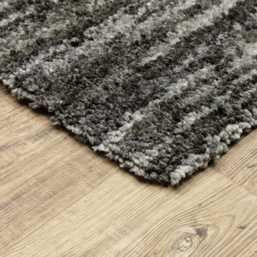 Ashton Distressed Solid Shag Area Rug, 9.10X12.10