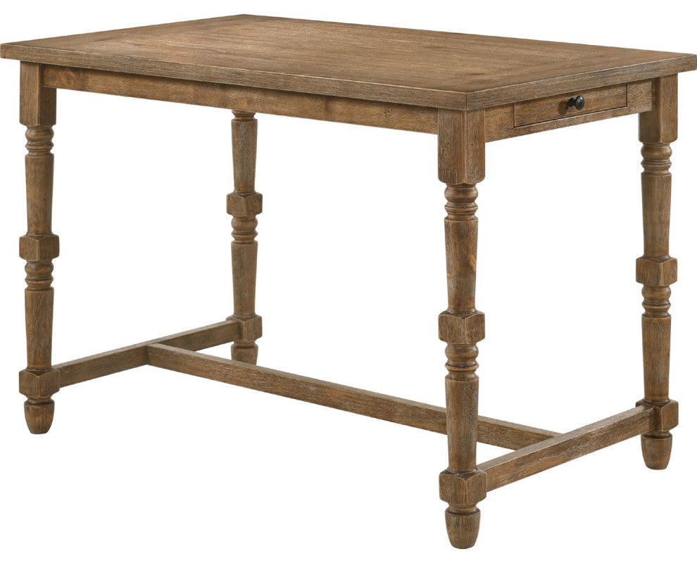 Rectangular Counter Height Table, Weathered Oak Finish