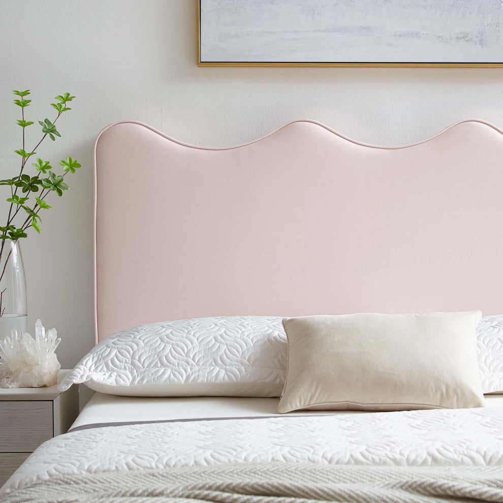 Headboard, Twin Size, Velvet, Pink, Modern Contemporary, Bedroom Master Suite