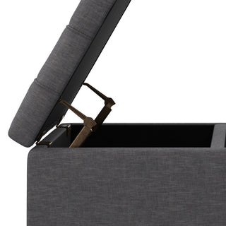 Laura Mid Century Lift Top Storage Ottoman, Slate Grey