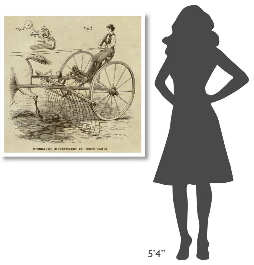 "Stoddard's Improvement in Horse Rakes" Paper Print by Inventions, 38"x38"