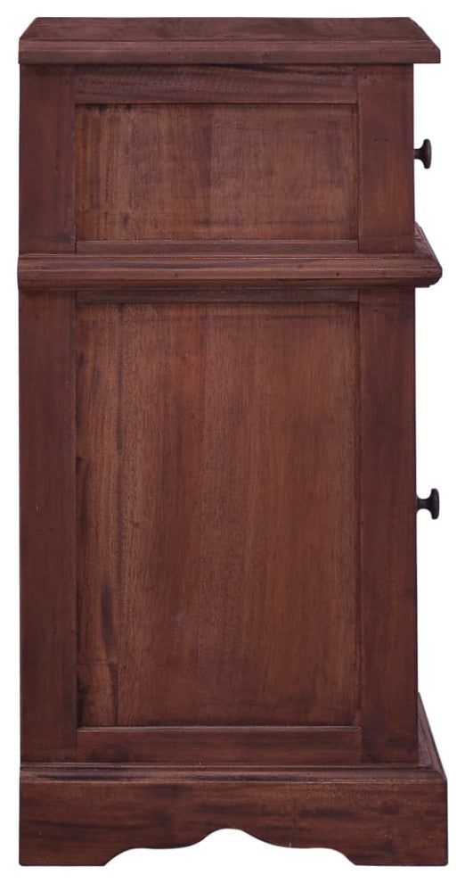 vidaXL Bedside Cabinet Classical Brown Solid Mahogany Wood
