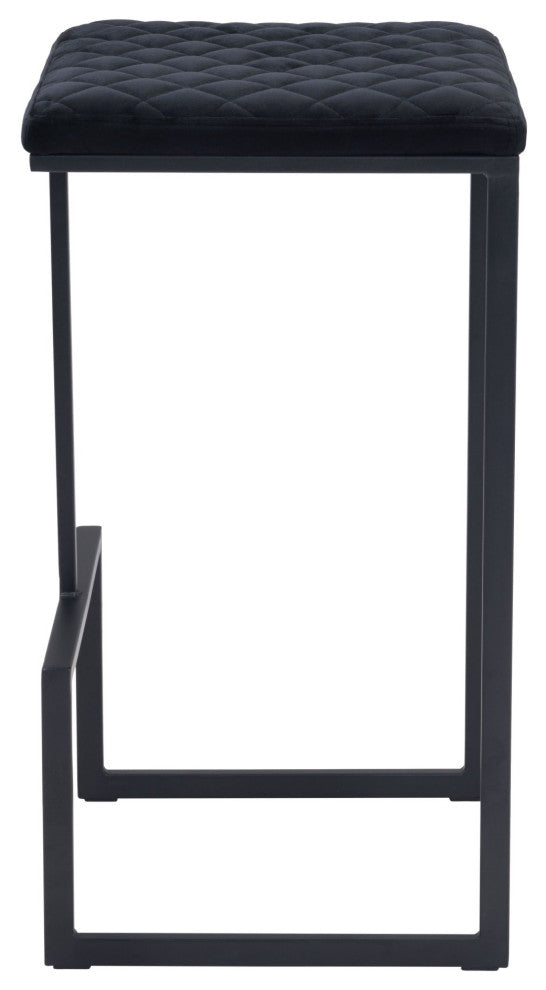 Bar Stool Chair Barstool, Faux Vinyl Leather, Steel, Black, Kitchen Cafe Bistro