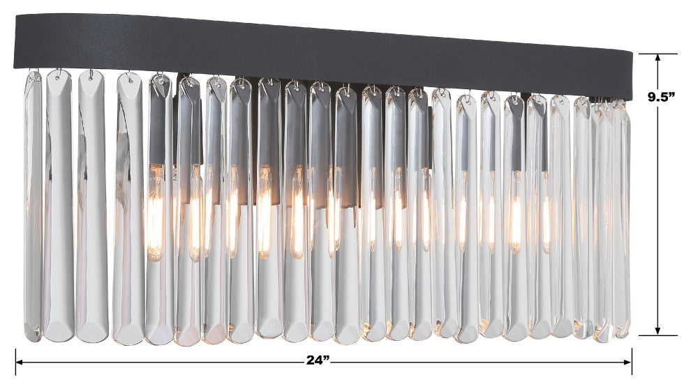 Emory 4-Light Black Forged Bathroom Vanity, Clear Glass