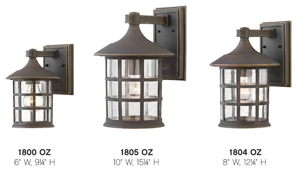 Freeport Small Outdoor Wall Sconce, Oil Rubbed Bronze With Clear Seedy Glass