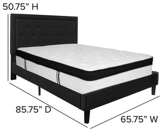 Roxbury Tufted Upholstered Platform Bed and Memory Foam Pocket Spring Mattress,