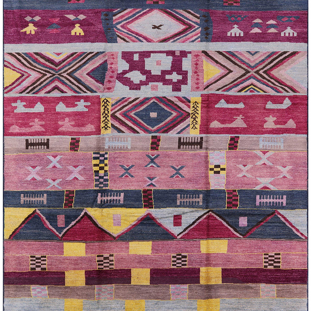 Ahgly Company Indoor Square Mid-Century Modern Area Rugs, 7' Square