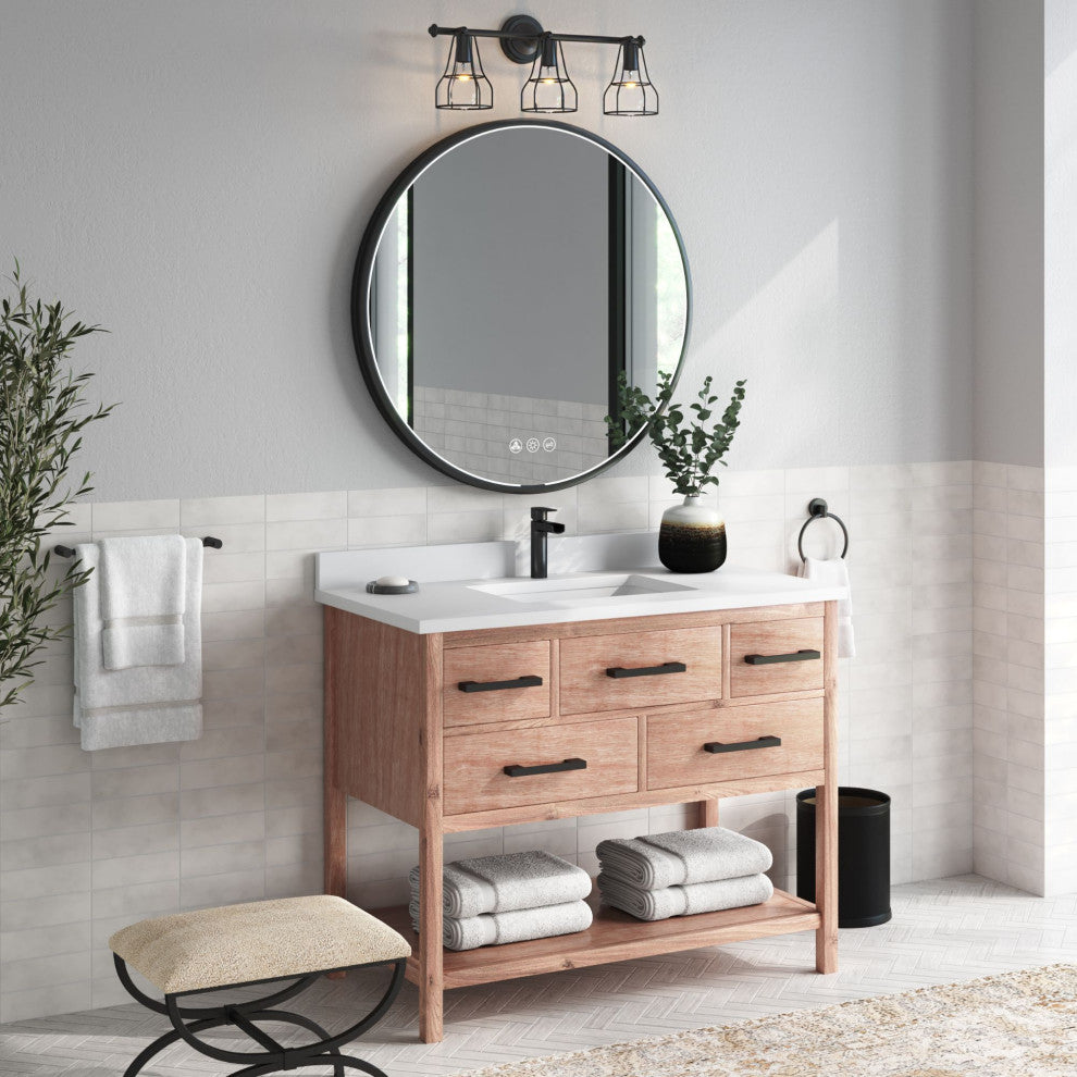 Adal Bath Vanity, Weathered Brown, 42", Single Sink, Freestanding
