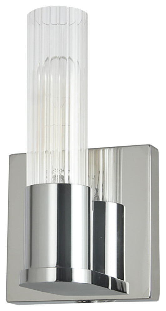 Tube Contemporary 1 Light Polished Chrome Clear Metal Wall