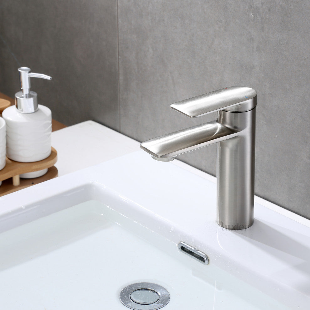 Luxier BSH07-S Single-Handle Bathroom Faucet with Drain, Brushed Nickel